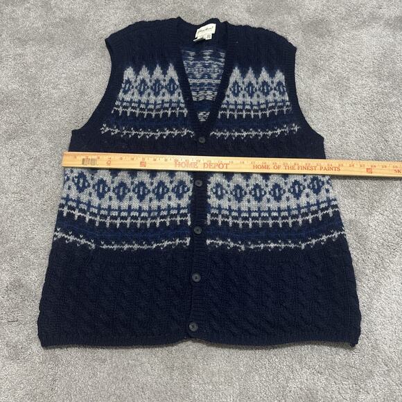 VTG 90s Eddie Bauer Size XL Tall Wool Knit Fisherman Sweater Vest - Picture 4 of 5